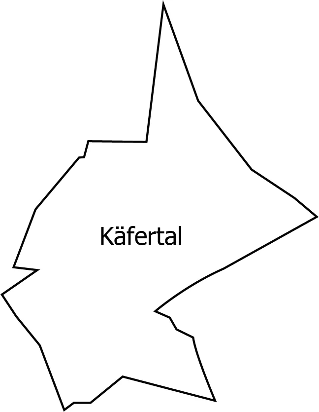 Schlüsseldienst in Mannheim-Käfertal Umriss des Mannheimer Stadtteils Käfertal